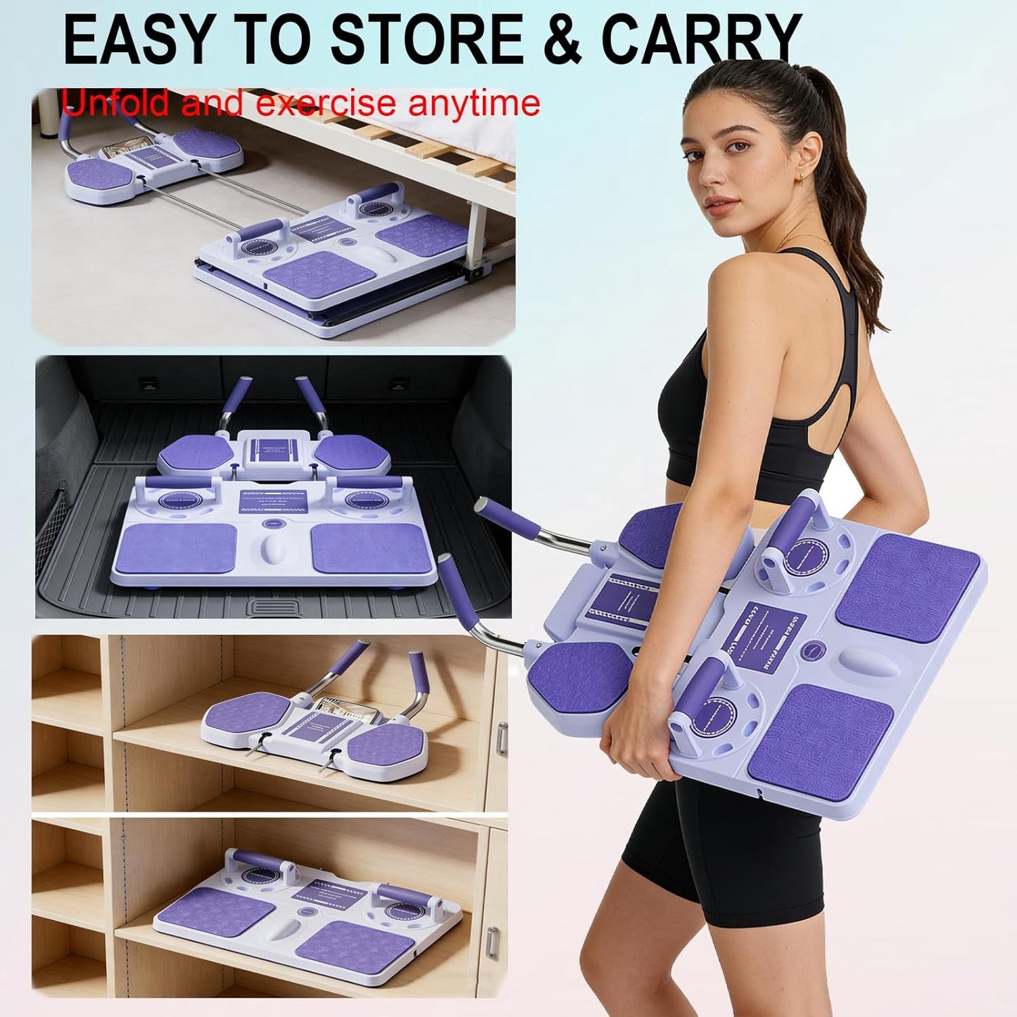 Multifunctional Abdominal Board 5-In-1 Pilates Board with Resistance Bands Push up & Pilates Reformer Machine Set & Plank Support, Portable Home Gym Kit for Women & Men Core & Full Body Workou