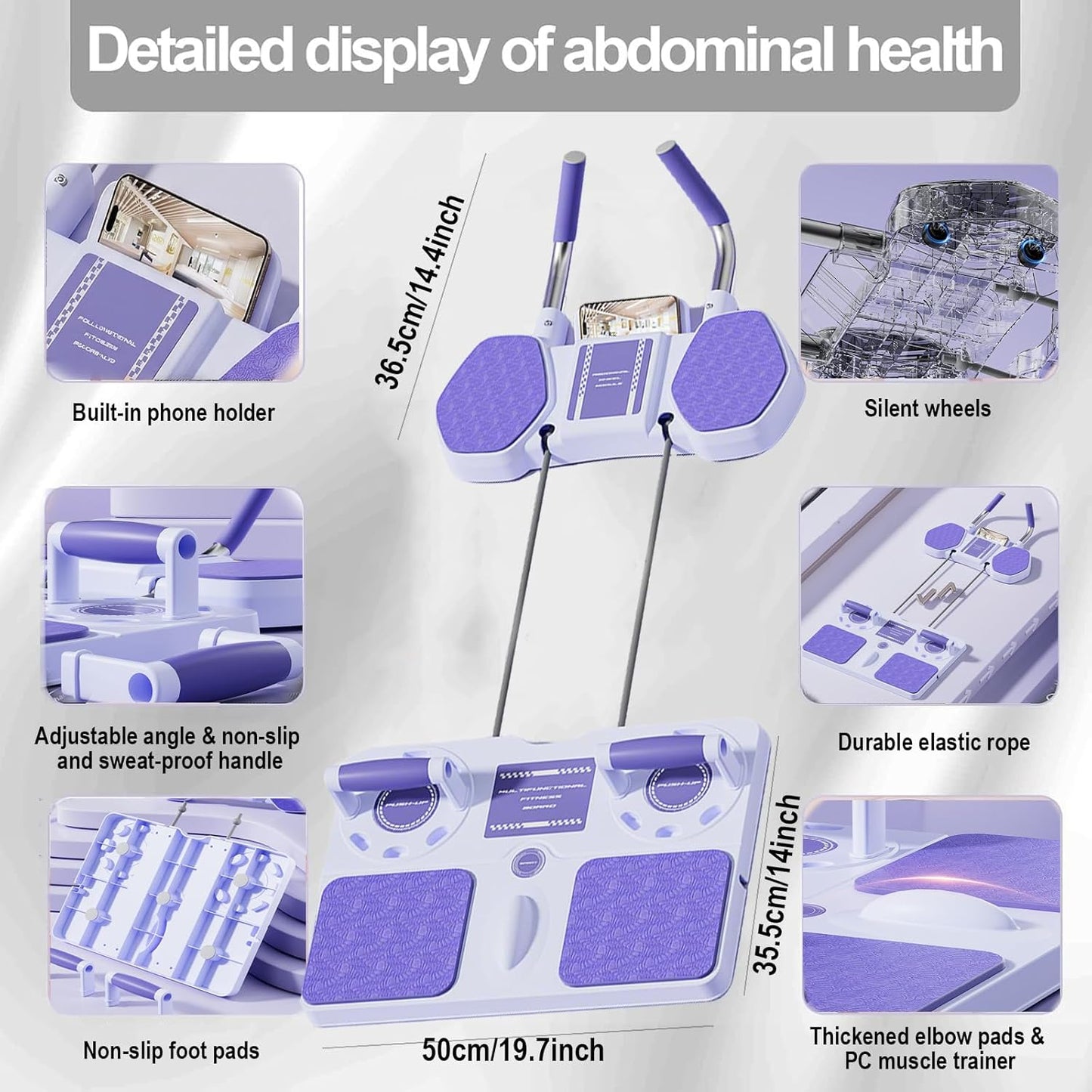 Multifunctional Abdominal Board 5-In-1 Pilates Board with Resistance Bands Push up & Pilates Reformer Machine Set & Plank Support, Portable Home Gym Kit for Women & Men Core & Full Body Workou