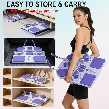 Multifunctional Abdominal Board 5-In-1 Pilates Board with Resistance Bands Push up & Pilates Reformer Machine Set & Plank Support, Portable Home Gym Kit for Women & Men Core & Full Body Workou